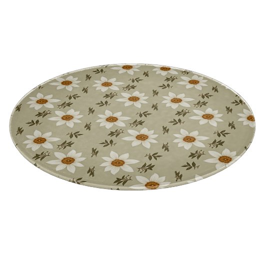 Blumendekoration in Weiß und Beige Schneidebrett (Ecke)