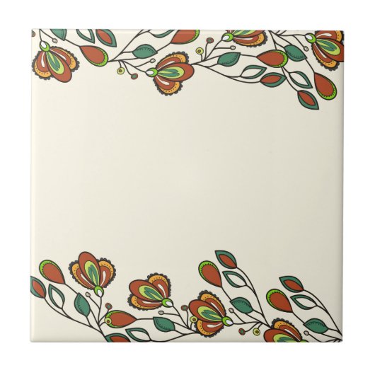Blumendekoration Keramik Tile - Farblich Vintag Fliese (Vorderseite)