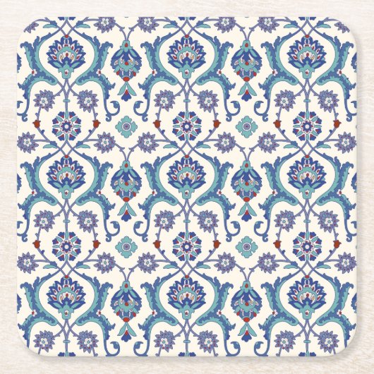 Blumendekoration: Traditionelles arabisches Muster Rechteckiger Pappuntersetzer (Vorderseite)