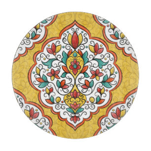 Blumendekoration: Türkische indische Motive. Schneidebrett