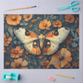 Blumendekoupage der oralen Orangen und Weißmotten Seidenpapier (Basteln)