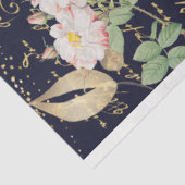 Blumendekoupage Rosa Blume Rose Navy Blue Gold Seidenpapier (Ausschnitt)