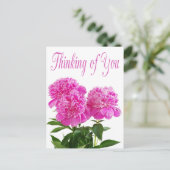 Blumendenken Sie Pink Peony Blume Postkarte (Stehend Vorderseite)