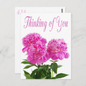 Blumendenken Sie Pink Peony Blume Postkarte (Vorne/Hinten)