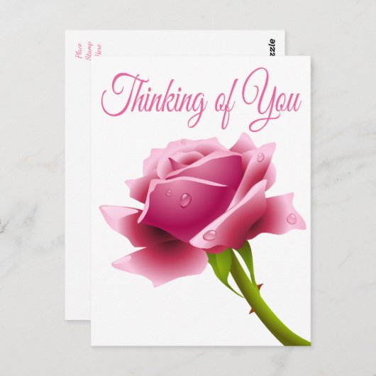 Blumendenken Sie Rosa Blume Postkarte (Vorne/Hinten)