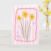 Blumendenken Sie rosa Bonbons trockenes Gewand Karte (Gelbe Blume)