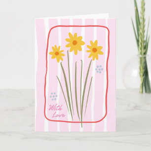 Blumendenken Sie rosa Bonbons trockenes Gewand Karte