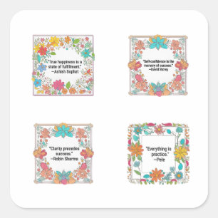 Blumendesign 4 Pack Motivierend Zitate Stic Quadratischer Aufkleber