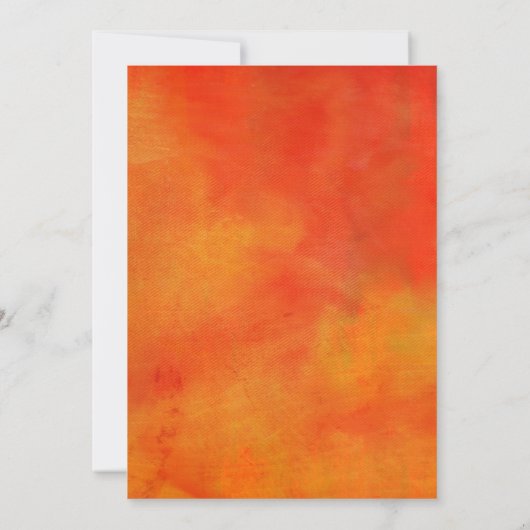 Blumendesign auf einer orangen Hintergrundhochzeit Einladung (Rückseite)