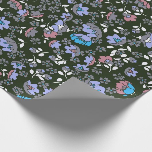 Blumendesign auf schwarz geschenkpapier (Ecke)