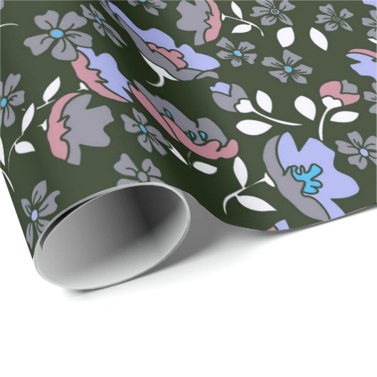 Blumendesign auf schwarz geschenkpapier (Rolleneckpunkt)