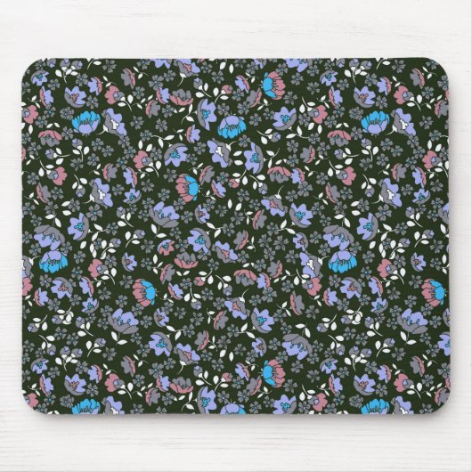 Blumendesign auf schwarz mousepad (Vorne)