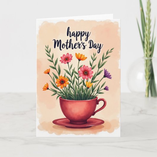 Blumendesign auf Teetasse Karte (Vorderseite)