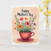 Blumendesign auf Teetasse Karte (Gelbe Blume)