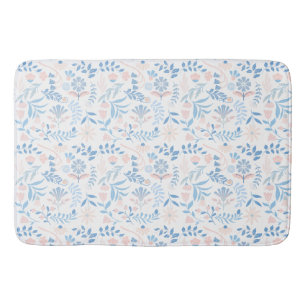 Blumendesign Boho-Blockdruck blau rosa Mädchenhaft Badematte