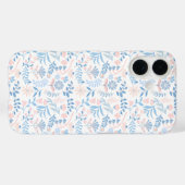 Blumendesign Boho-Blockdruck blau rosa Mädchenhaft Case-Mate iPhone Hülle (Rückseite (Horizontal))