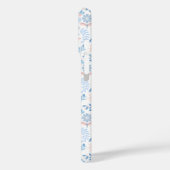 Blumendesign Boho-Blockdruck blau rosa Mädchenhaft Case-Mate iPhone Hülle (Rückseite / Links)