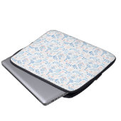 Blumendesign Boho-Blockdruck blau rosa Mädchenhaft Laptopschutzhülle (Vorne Knopf)
