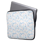Blumendesign Boho-Blockdruck blau rosa Mädchenhaft Laptopschutzhülle (Vorderseite Links)