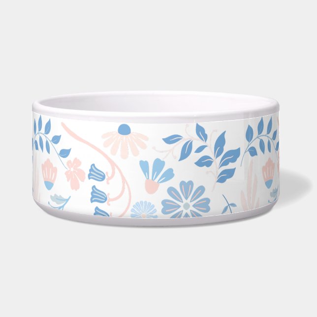Blumendesign Boho-Blockdruck blau rosa Mädchenhaft Napf (Vorderseite)