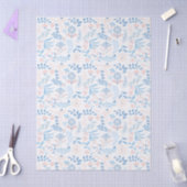 Blumendesign Boho-Blockdruck blau rosa Mädchenhaft Seidenpapier (Basteln)