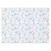 Blumendesign Boho Blockdruck blau rosa Mädchenhaft Tischdecke (Vorderseite (Horizontal))