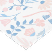 Blumendesign Boho Blockdruck blau rosa Mädchenhaft Tischdecke (Schrägansicht)