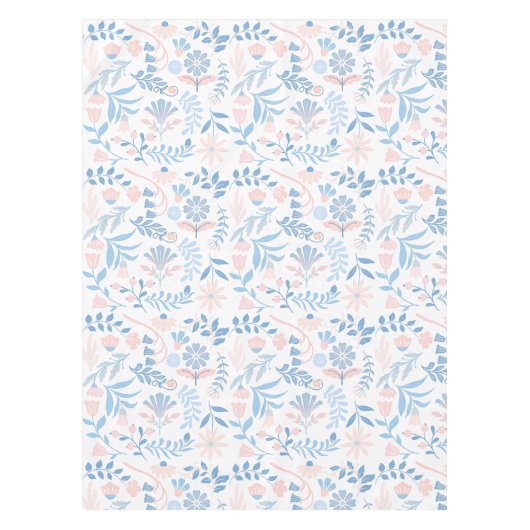 Blumendesign Boho Blockdruck blau rosa Mädchenhaft Tischdecke (Vorderseite)