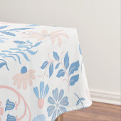 Blumendesign Boho Blockdruck blau rosa Mädchenhaft Tischdecke (Beispiel)