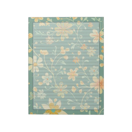 Blumendesign der 1950er Jahre in einem grünen Retr Notizblock (Rotiert)