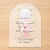 Blumendesign der ersten Heiligen Kommunion Acryleinladungen (Vorderseite)