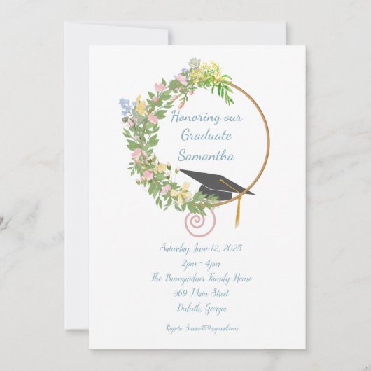 Blumendesign der Graduierungspartei mit Anpassung Einladung (Vorderseite)