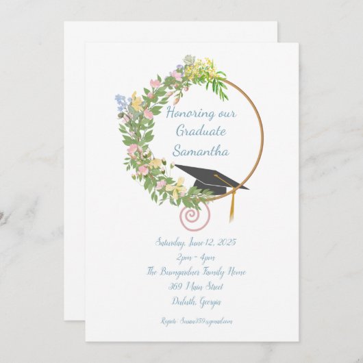 Blumendesign der Graduierungspartei mit Anpassung Einladung (Vorne/Hinten)