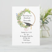 Blumendesign der Graduierungspartei mit Anpassung Einladung (Stehend Vorderseite)