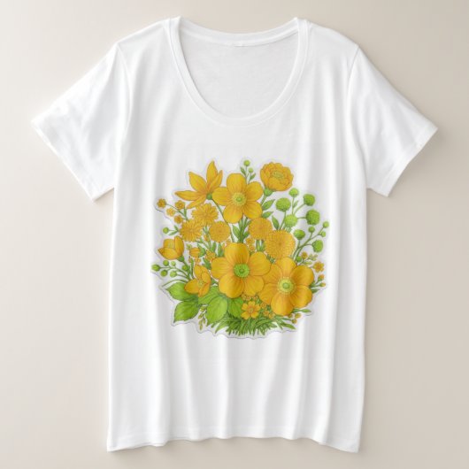 Blumendesign-Druckkunst Große Größe T-Shirt (Design vorne)