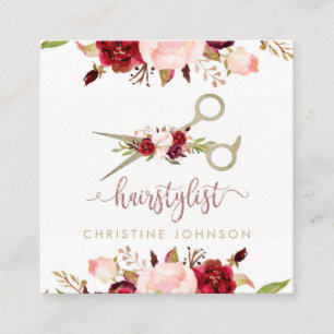 Blumendesign - elegante Friseurschrift Quadratische Visitenkarte