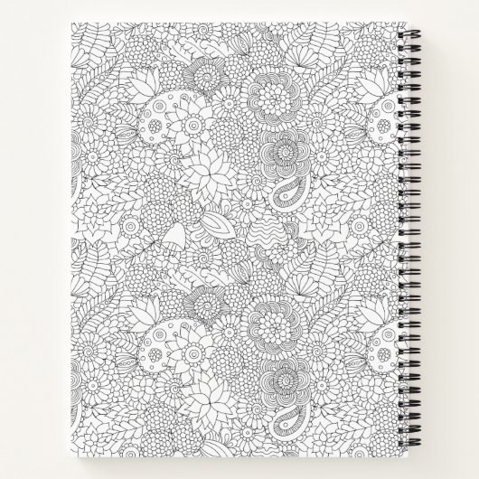 Blumendesign Farbseite Spiralpapier Notizblock (Rückseite)