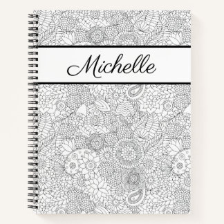 Blumendesign Farbseite Spiralpapier Notizblock