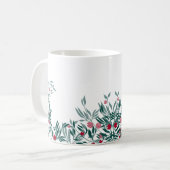 Blumendesign, grüne Äste und rote Beeren Kaffeetasse (Vorderseite Links)