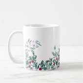 Blumendesign, grüne Äste und rote Beeren Kaffeetasse (Links)