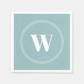 Blumendesign, hellblau, Monogramm Serviette (Vorderseite)