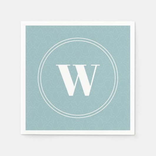 Blumendesign, hellblau, Monogramm Serviette (Vorderseite)