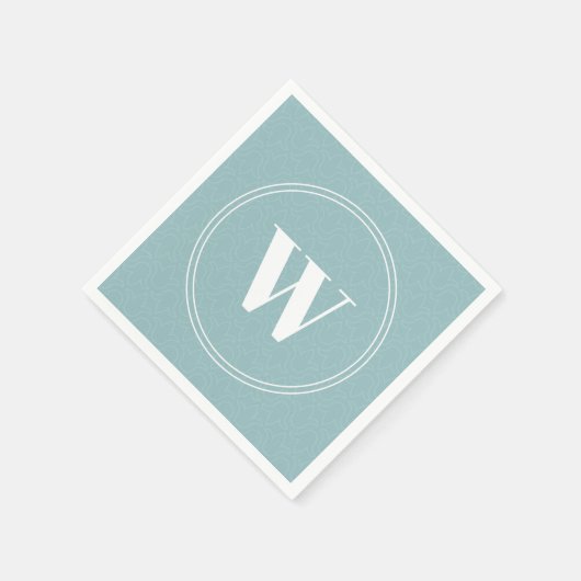 Blumendesign, hellblau, Monogramm Serviette (Ecke)