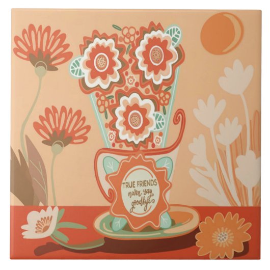 Blumendesign im einzigartigen Stil Fliese (Vorderseite)