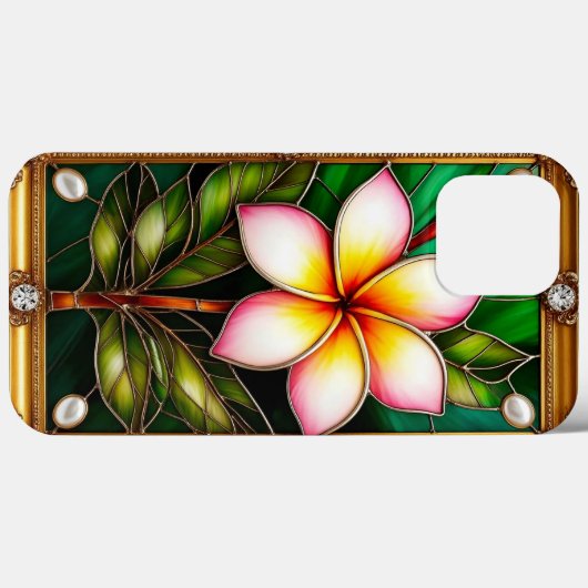 Blumendesign im goldenen Rahmen Case-Mate iPhone Hülle (Rückseite (Horizontal))