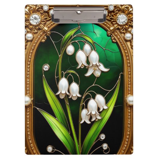 Blumendesign im goldenen Rahmen Klemmbrett (Vorderseite)