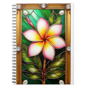 Blumendesign im goldenen Rahmen Notizblock