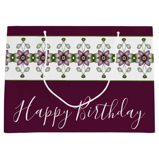 Blumendesign im tiefen Burgund Große Geschenktüte (Vorderseite)