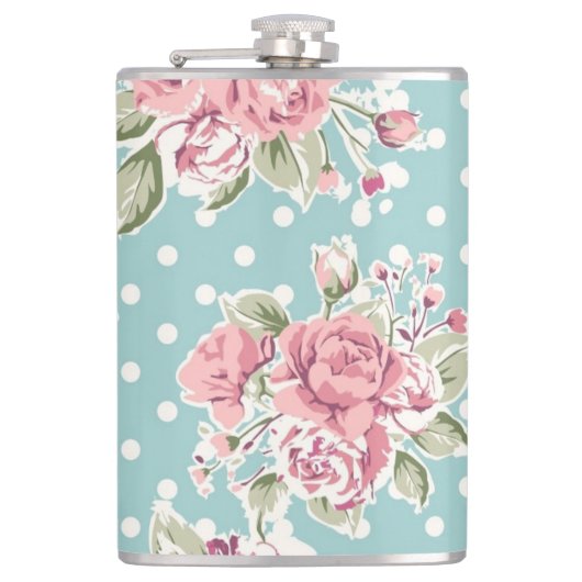 Blumendesign im Vintage-Stil Flachmann (Vorderseite)
