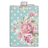 Blumendesign im Vintage-Stil Flachmann (Rückseite)